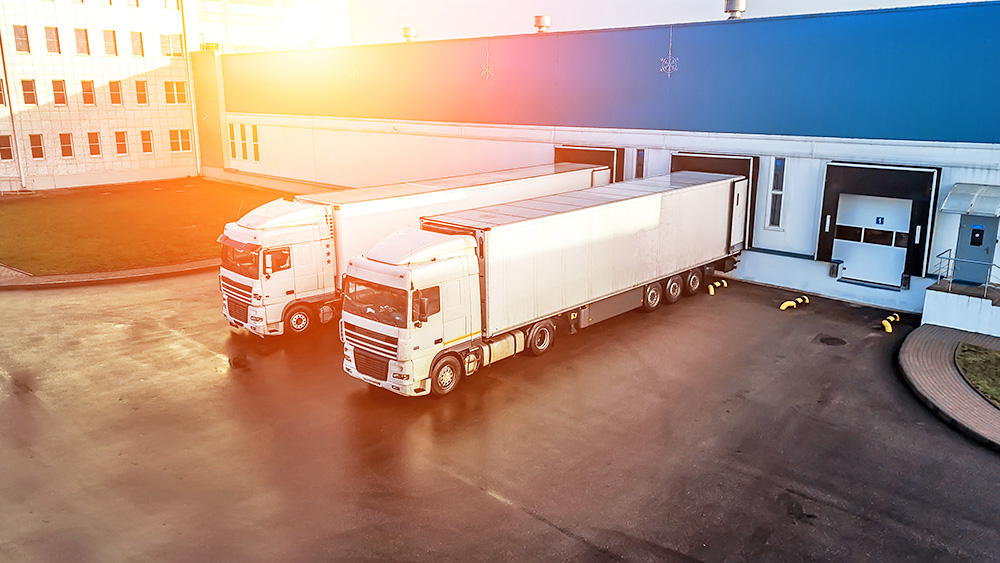 Refrigerator trucks unloading Refrigerator trucks unloading